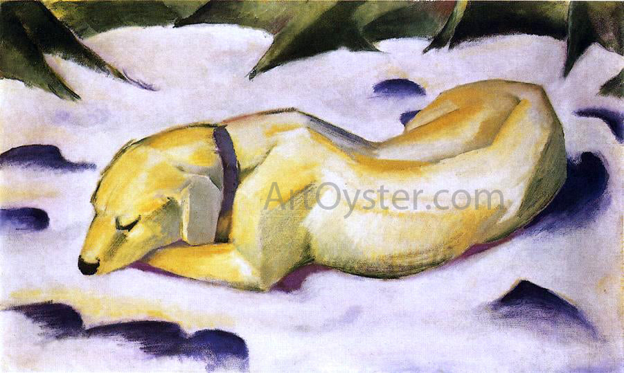 Franz Marc Dog Lying in the Snow - Canvas Print