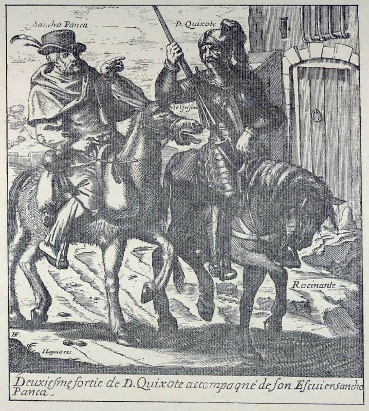 Jacques Lagniet Don Quixote and Sancho Pansa - Canvas Print