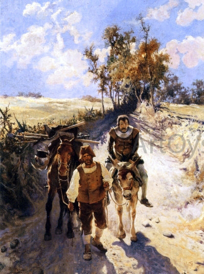 Jose Jimenez Y Aranda Don Quixote and Sancho Panza - Canvas Print