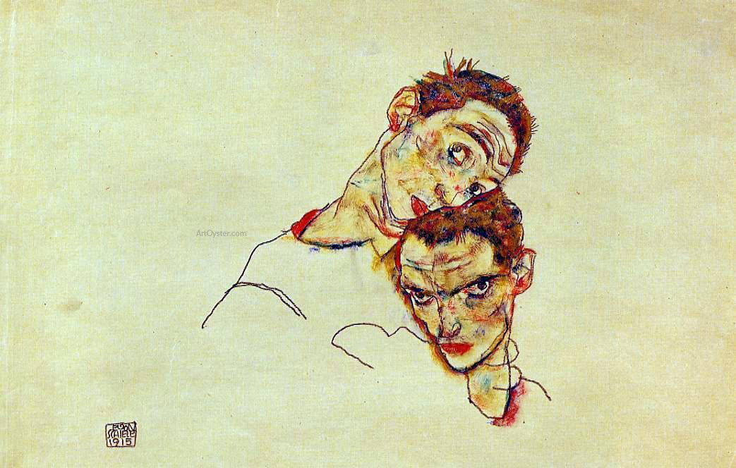 Egon Schiele Double Self Portrait - Canvas Print