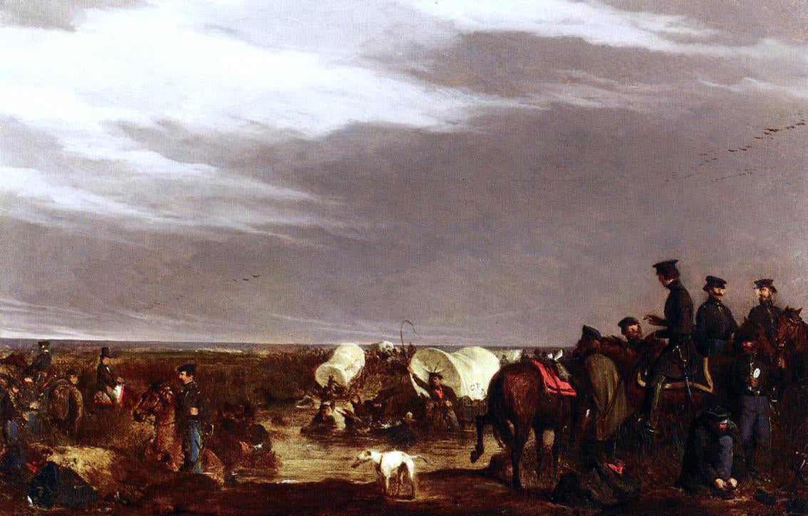 Charles Deas Dragoons Crossing River - Canvas Print