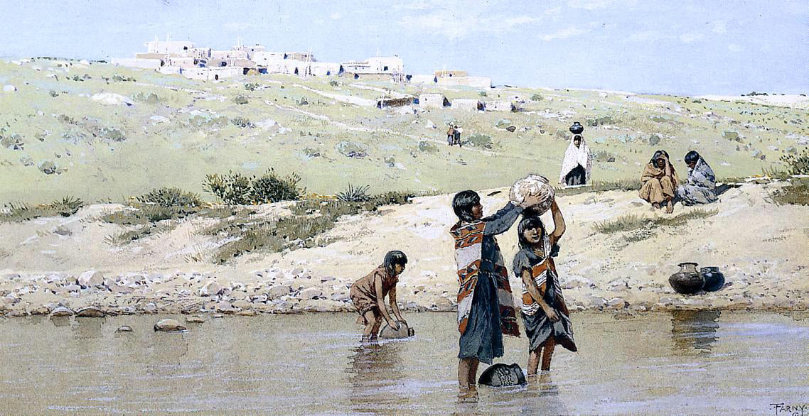 Henry F Farney Drawing Water - Canvas Print
