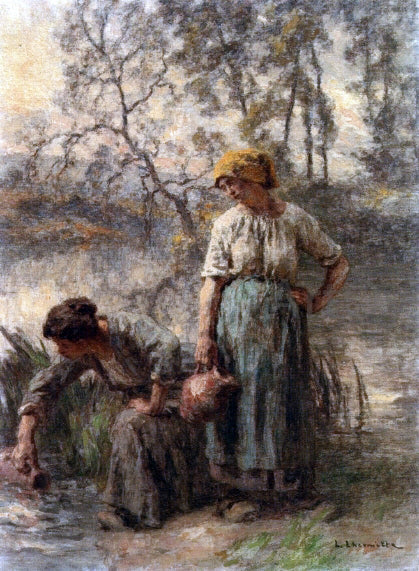 Leon Augustin L'hermitte) Drawing Water - Canvas Print