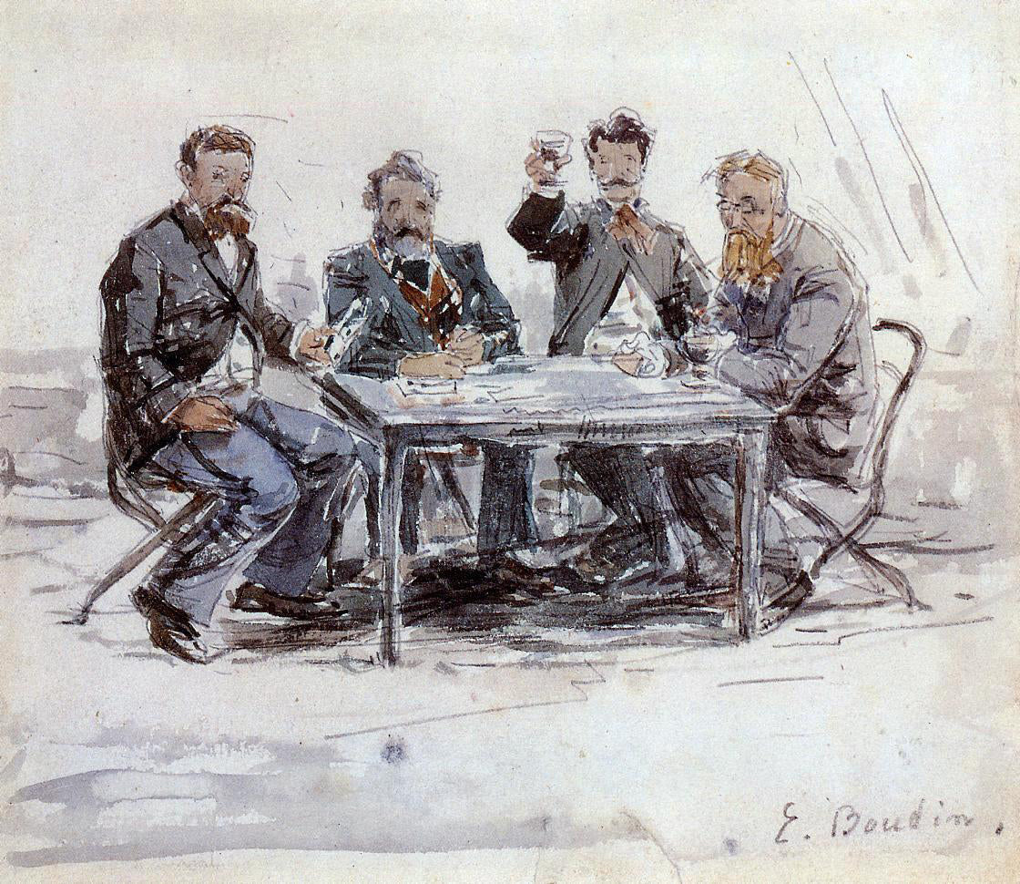 Eugene-Louis Boudin Drinkers on the Farm at Saint-Simeon - Canvas Print