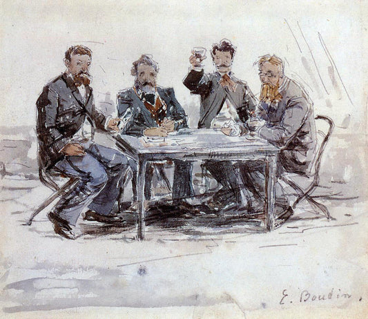 Eugene-Louis Boudin Drinkers on the Farm at Saint-Simeon - Canvas Print