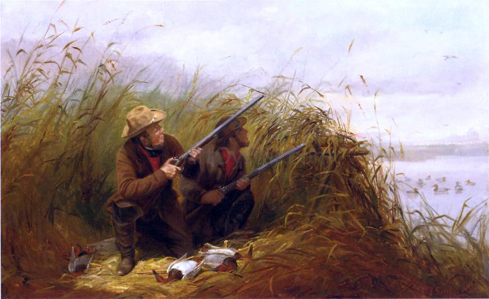 Arthur Fitzwilliam Tait Duck Shooting with Decoys - Canvas Print
