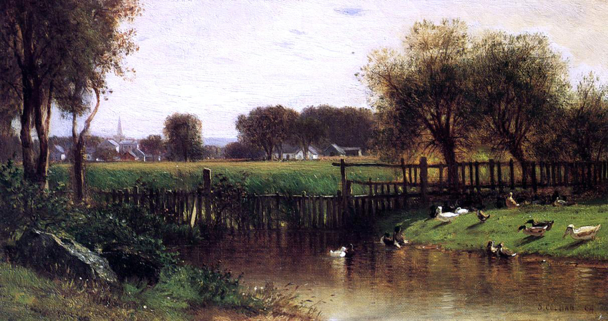 Jr. Samuel Colman The Ducks by a Pond - Canvas Print