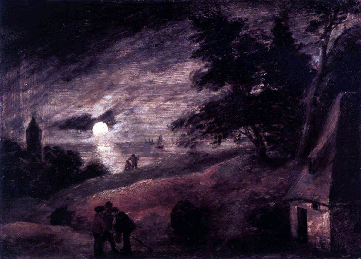 Adriaen Brouwer Dune Landscape by Moonlight - Canvas Print