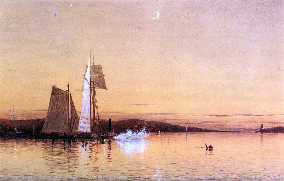 Francis A Silva Dusk on the Hudson - Canvas Print