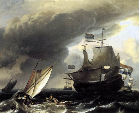 Ludolf Backhuysen Dutch Vessels on the Sea at Amsterdam - Canvas Print