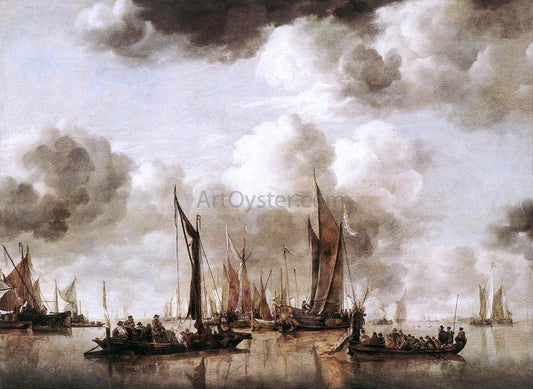 Jan Van de Capelle Dutch Yacht Firing a Salvo - Canvas Print