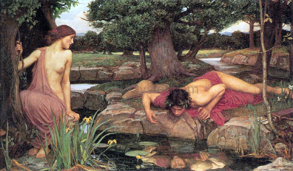 John William Waterhouse Echo and Narcissus - Canvas Print