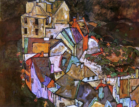 Egon Schiele Edge of Town (also known as Krumau Town Crescent III) - Canvas Print