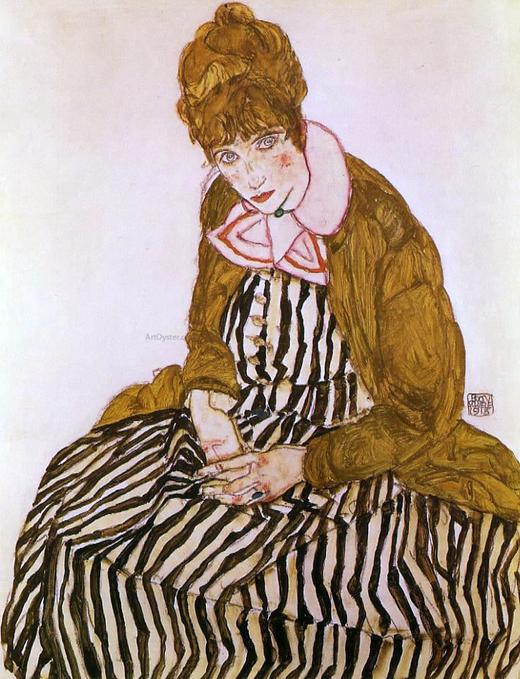 Egon Schiele Edith Schiele, Seated - Canvas Print