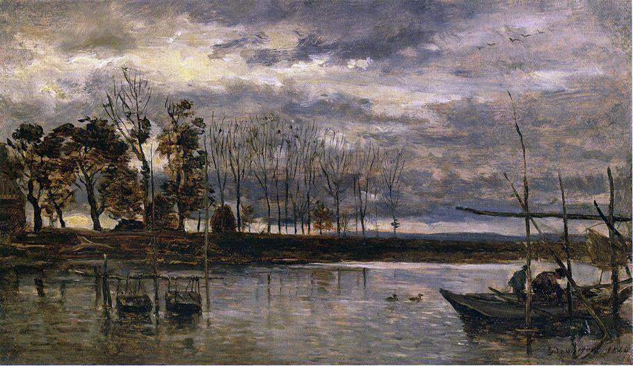 Charles Francois Daubigny Eel Fishermen - Canvas Print