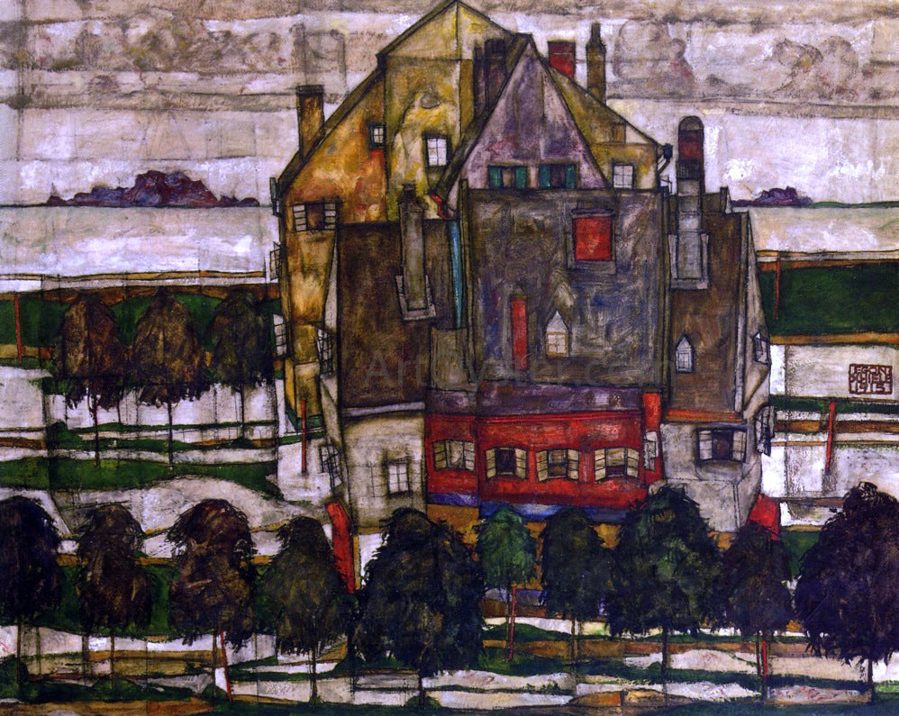 Egon Schiele Einzeine Hauser - Canvas Print