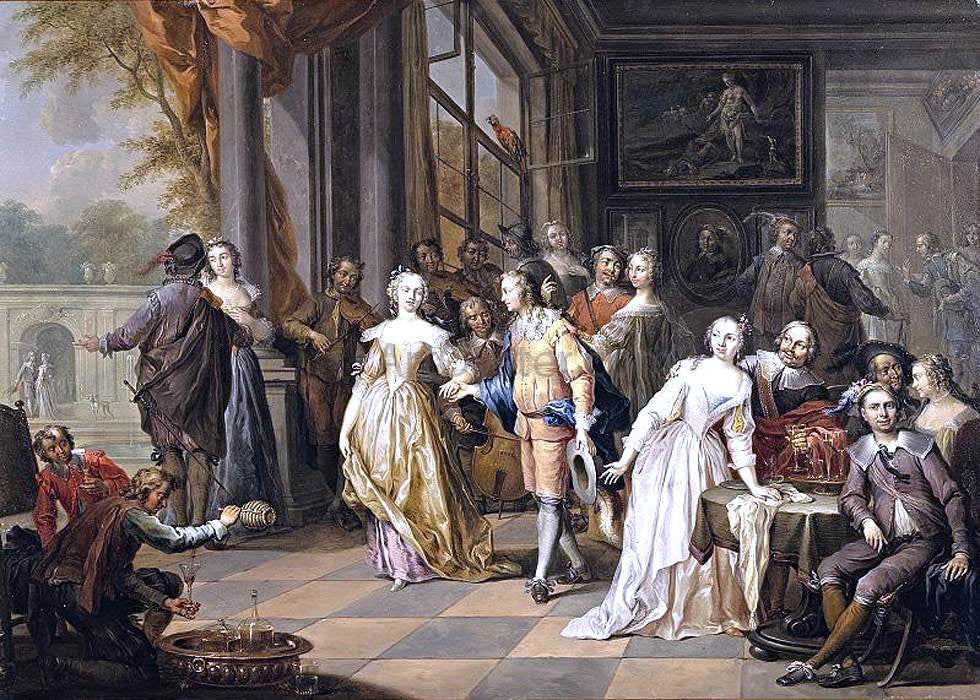 Franz Christoph Janneck Elegant Company in an Interior - Canvas Print