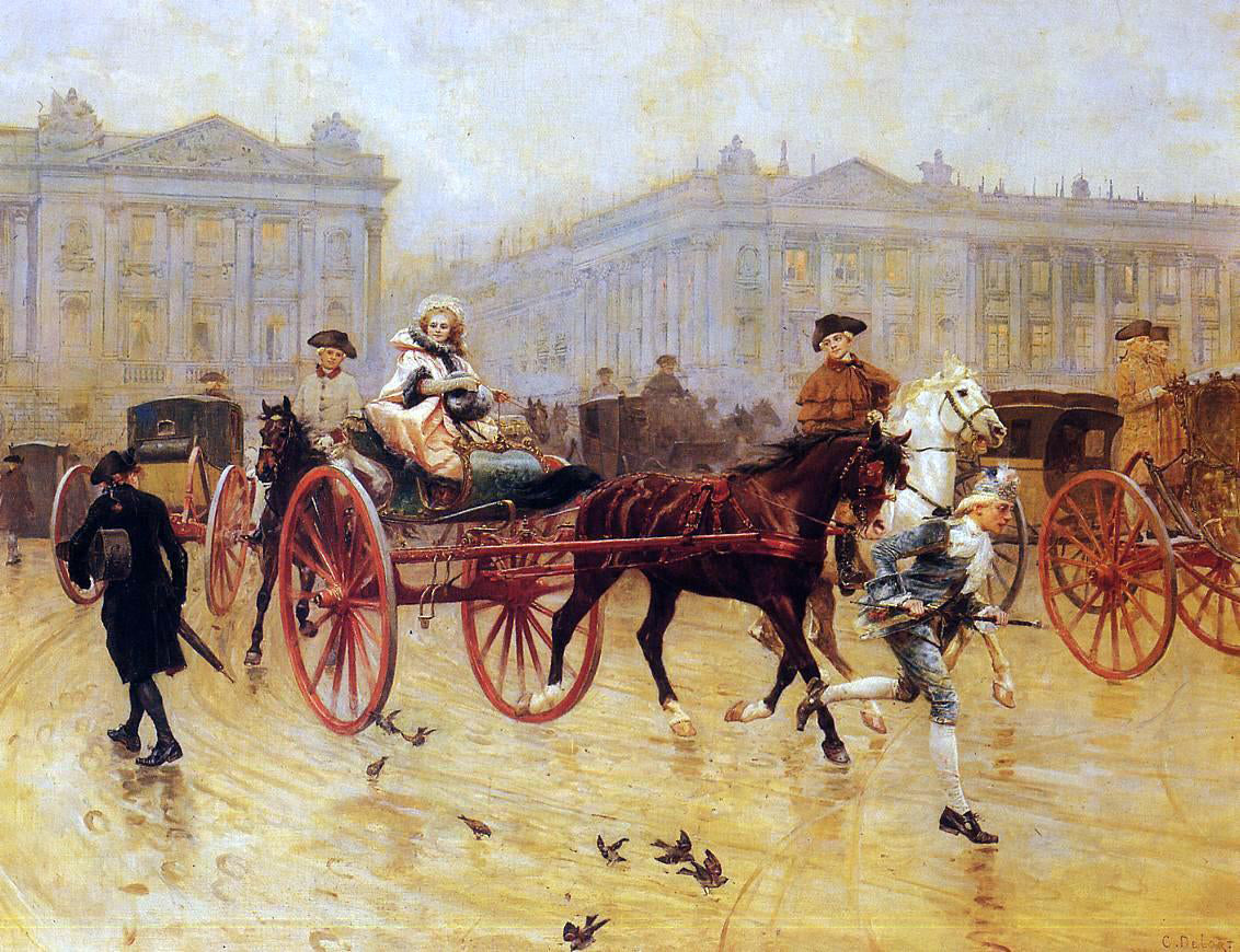 Charles-Edouard Delort Elegant Figures in the Place de la Concorde - Canvas Print