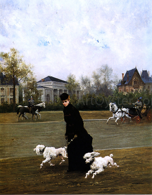 Maurice Poirson Elegant Lady in the Bois de Boulogne, Paris - Canvas Print