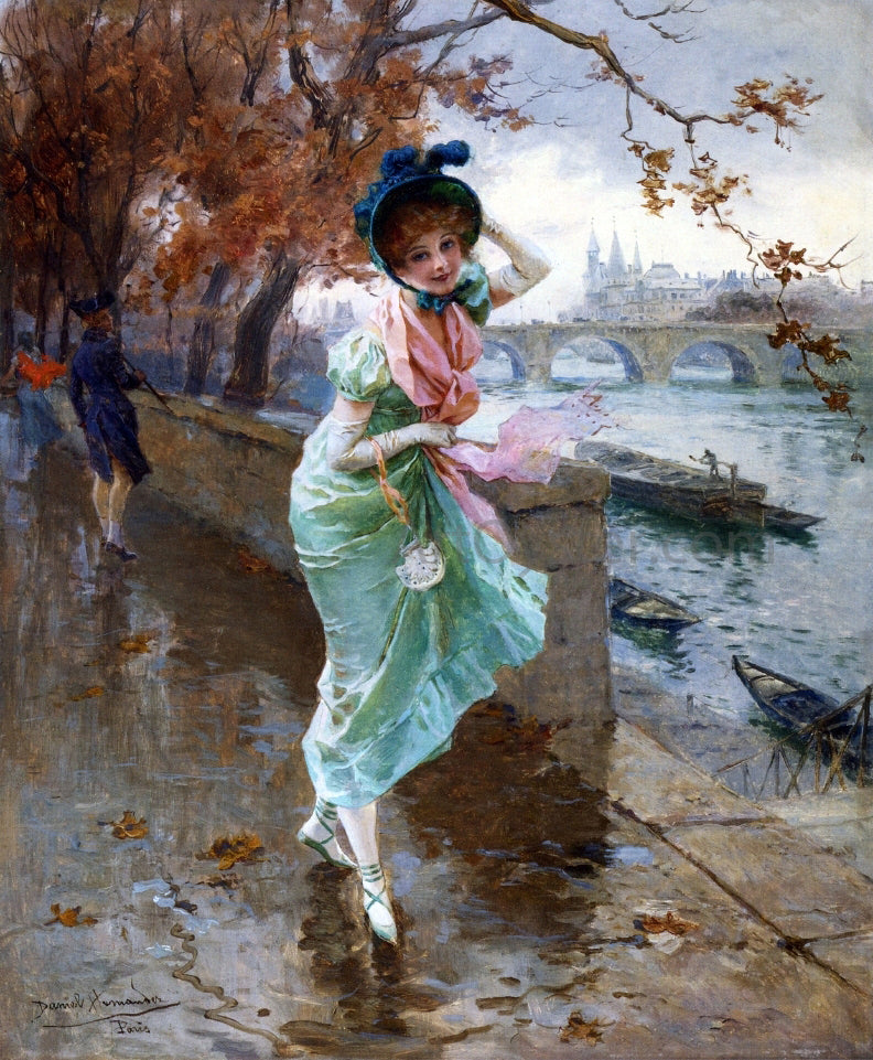 Daniel Hernandez Elegant Lady on the Quay of Paris - Canvas Print