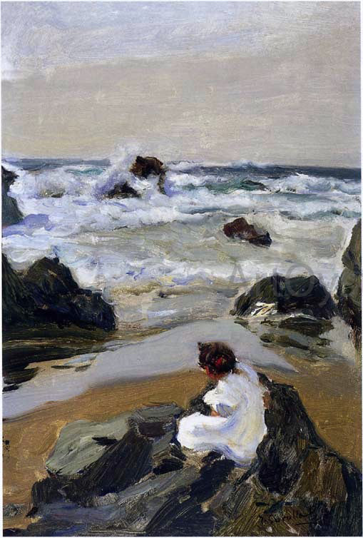 Joaquin Sorolla Y Bastida Elenita at the Beach, Asturias - Canvas Print