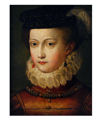 Jean Clouet Elisabeth of Austria in hunting costume - Canvas Print