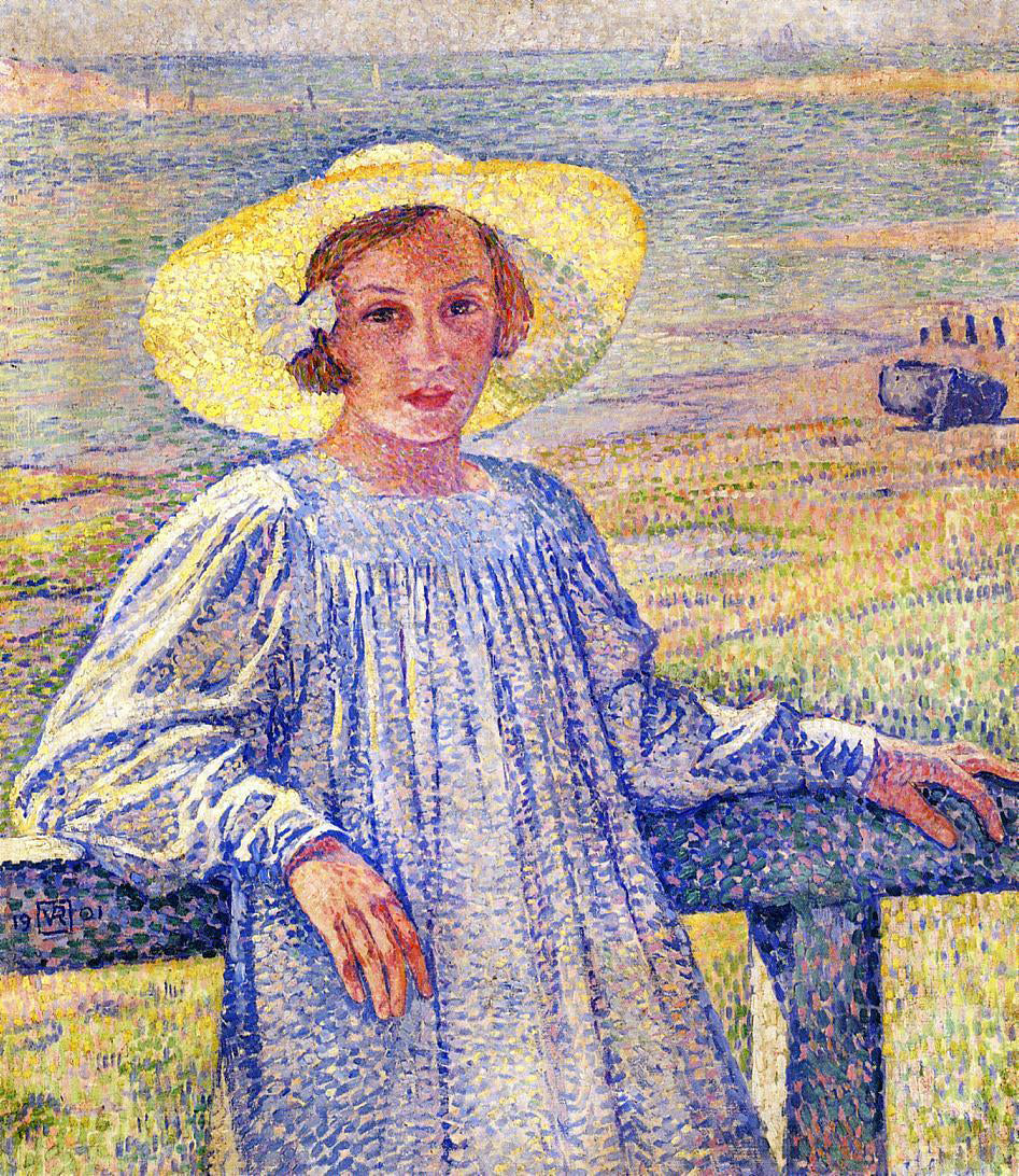 Theo Van Rysselberghe Elisaeth van Rysselberghe in a Straw Hat - Canvas Print