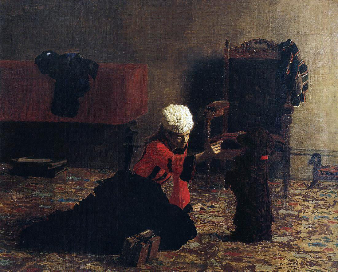Thomas Eakins Elizabeth Crowell with a Dog - Canvas Print