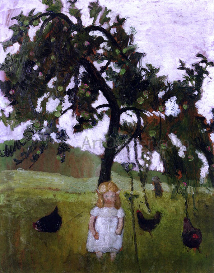 Paula Modersohn-Becker Elizabeth with Hens under an Apple Tree - Canvas Print