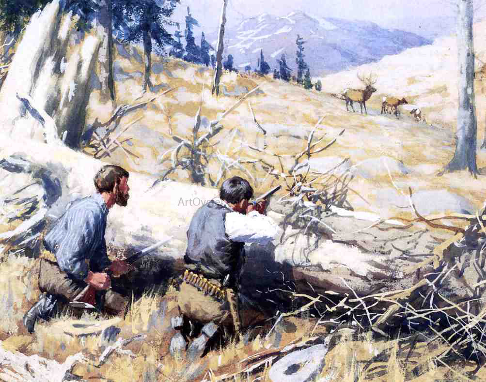 Arthur B Frost Elk Ahead - Canvas Print