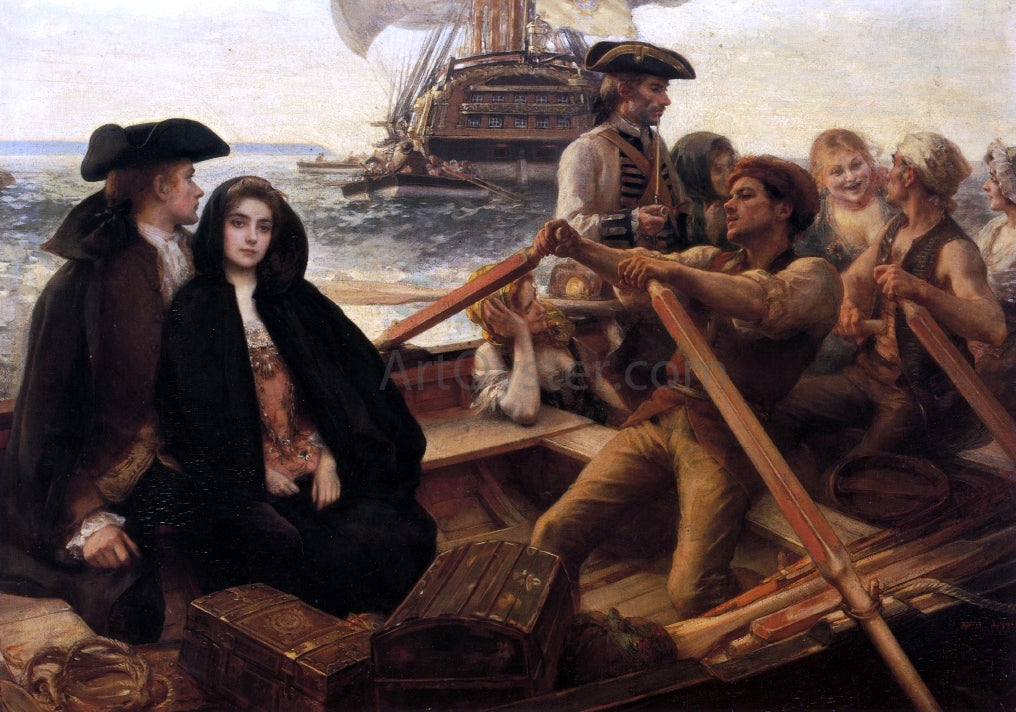 Albert Lynch Embarking on a Voyage - Canvas Print