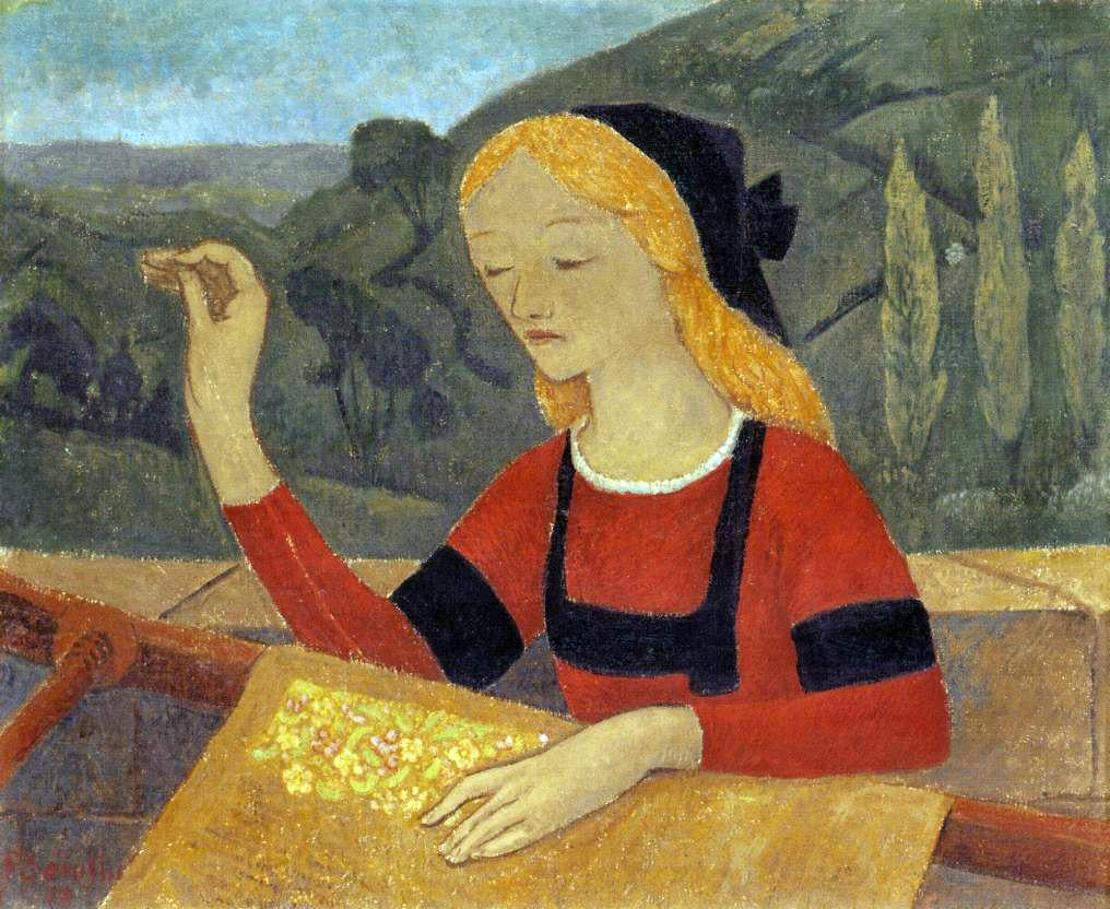Paul Serusier Embroiderer in a Landscape of Chateauneuf - Canvas Print
