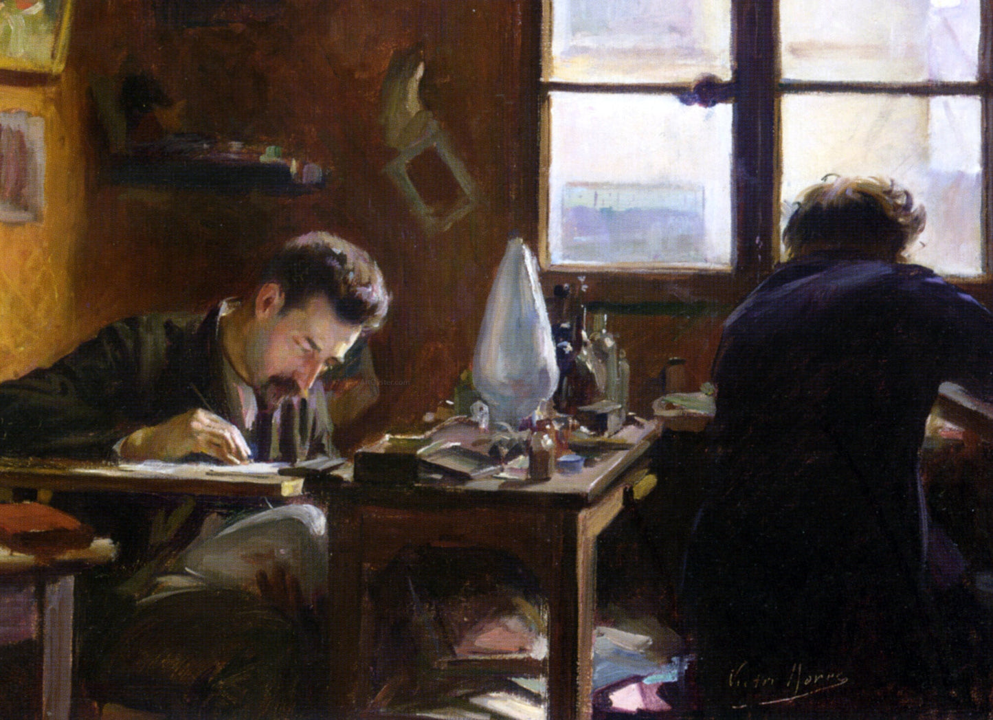 Victor Marec Emile Galle in his Studio - Canvas Print