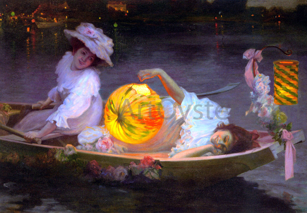 Ulpiano Checa En la Barca - Canvas Print