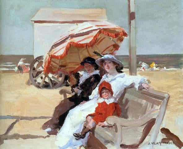 Julio Vila Prades En la Playa - Canvas Print