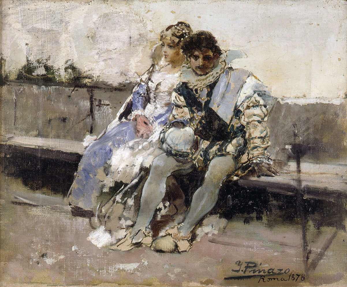 Ignacio Pinazo Camarlench Enamorados - Canvas Print