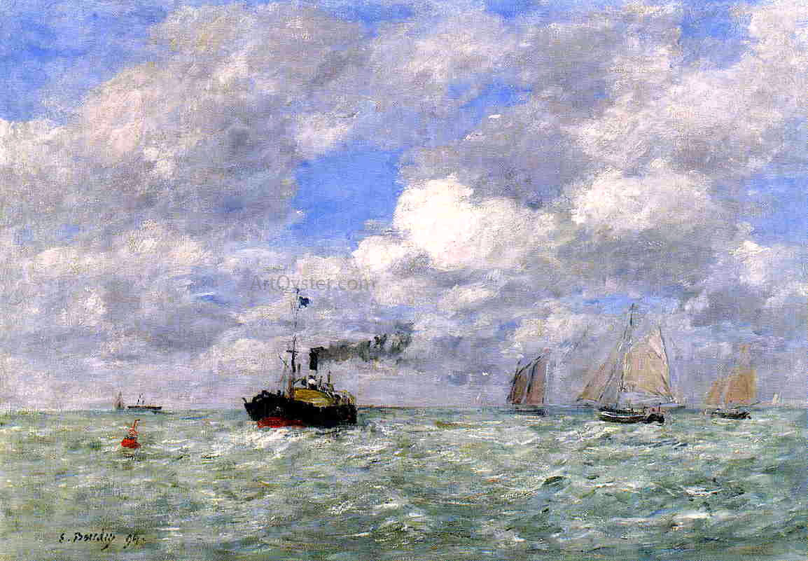 Eugene-Louis Boudin English Coal Ship in View of Trouville - Canvas Print