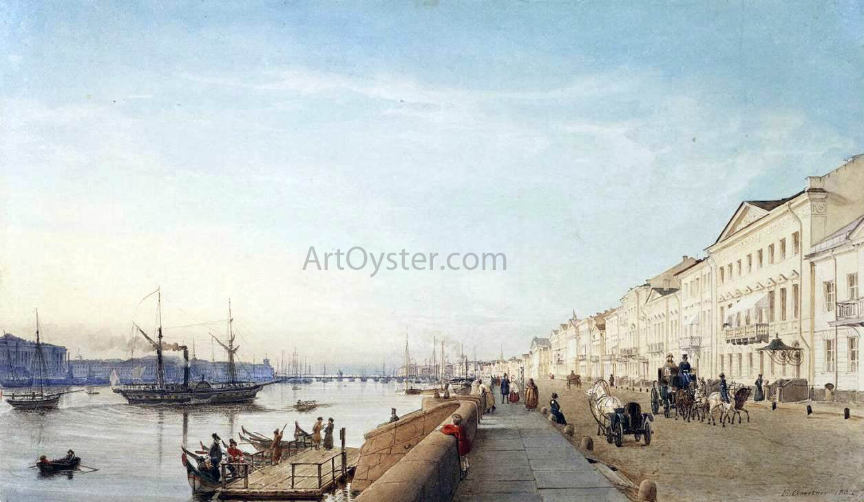 Eduard Gaertner English Embankment in Petersburg - Canvas Print