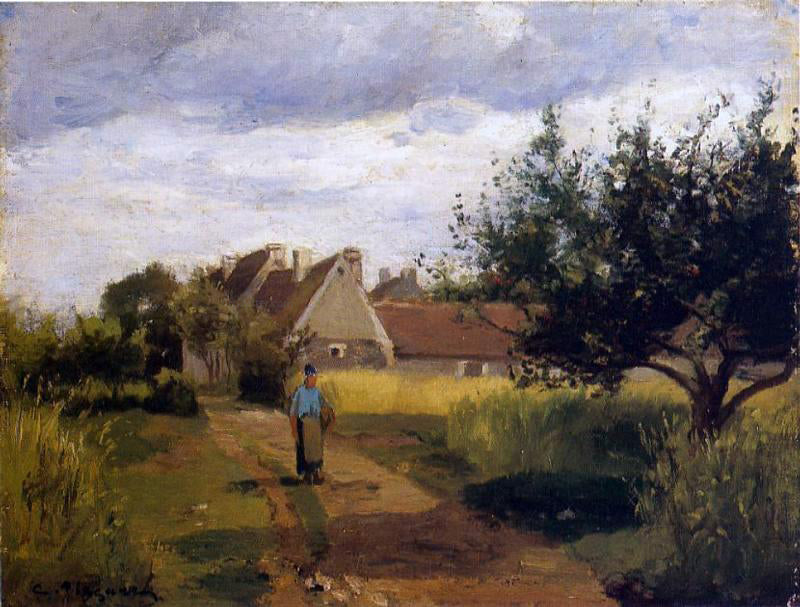 Camille Pissarro Entering a Village - Canvas Print