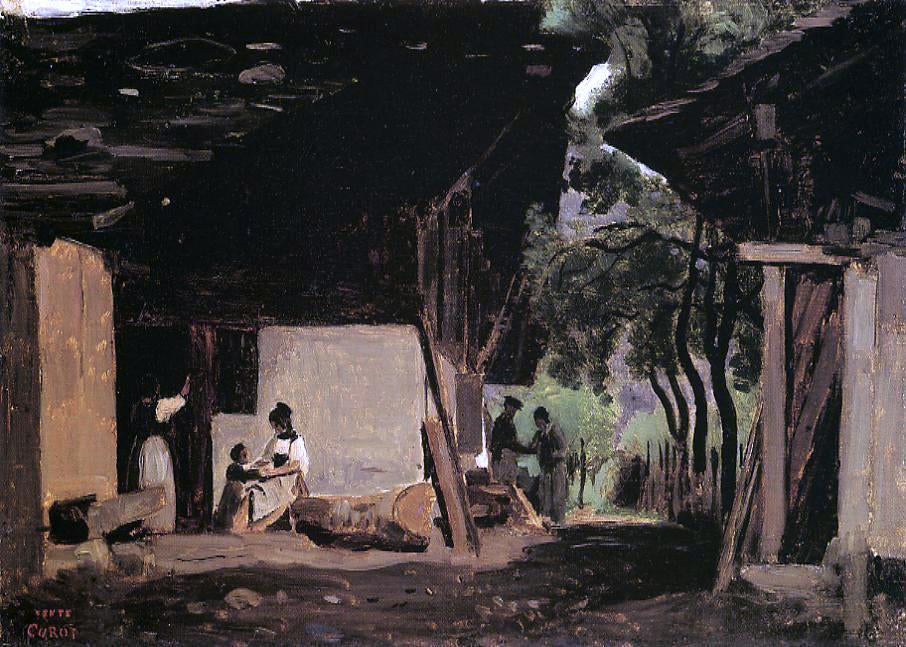 Jean-Baptiste-Camille Corot Entrance to a Chalet in the Bernese Oberland - Canvas Print