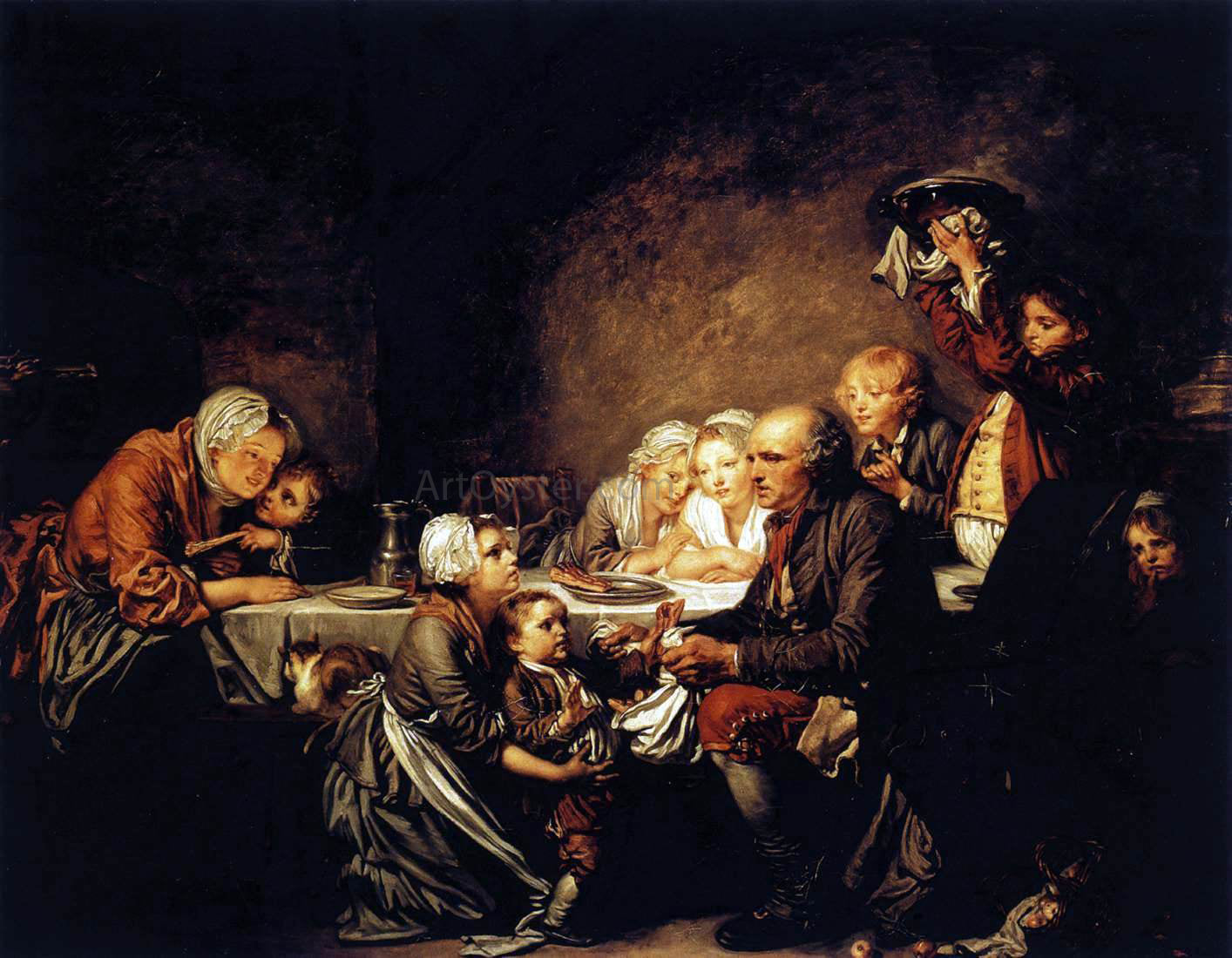Jean Baptiste Greuze Epiphany (Le gateau des rois) - Canvas Print