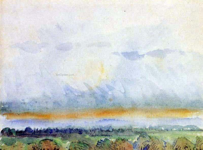 Camille Pissarro Eragny, Sunset - Canvas Print