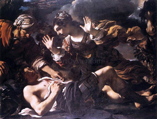 Guercino Ermina Finds the Wounded Tancred - Canvas Print