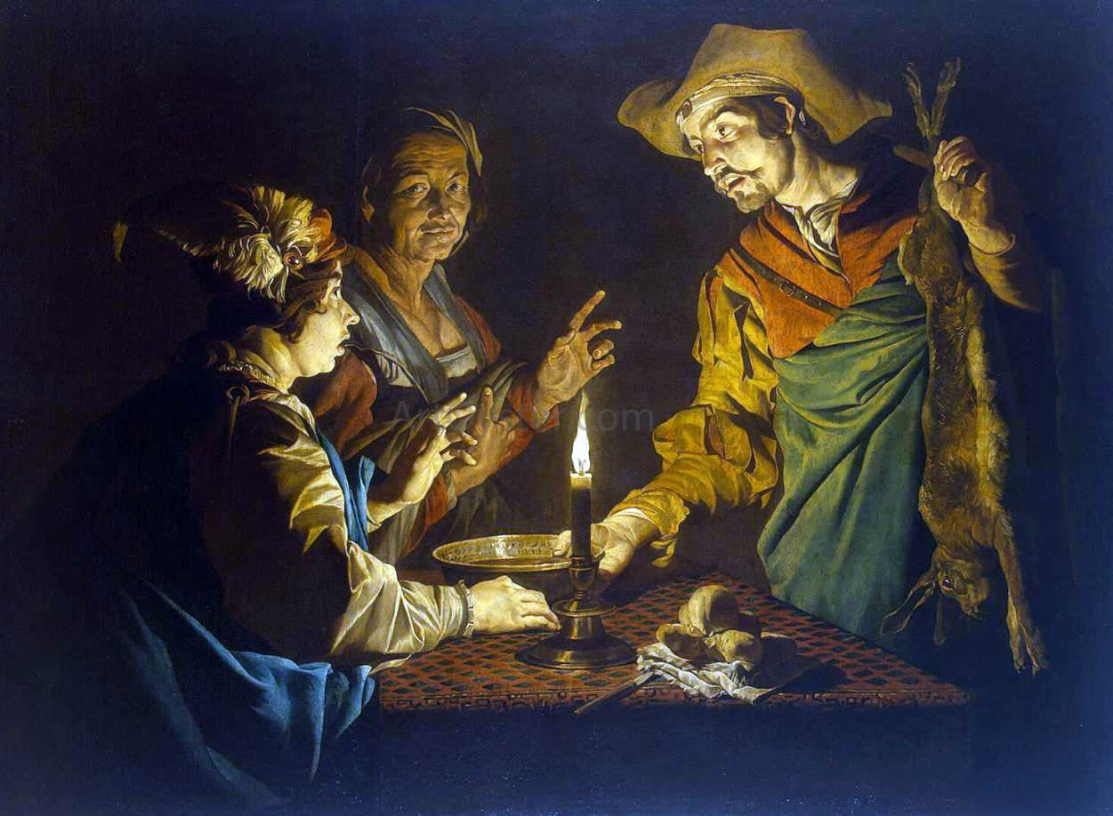 Matthias Stom Esau and Jacob - Canvas Print