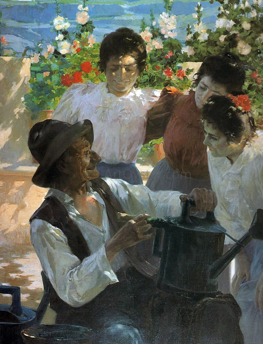 Fernando Cabrera Canto Escena en el Jardin - Canvas Print
