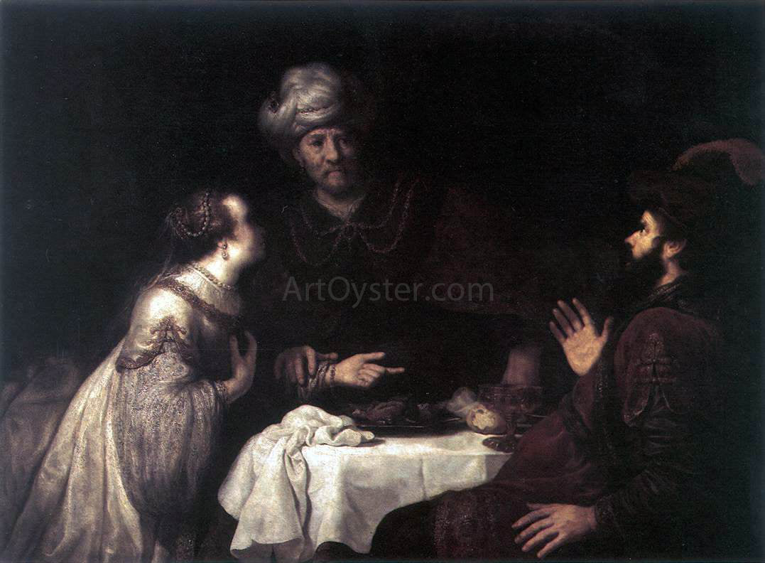 Jan Victors Esther and Haman Before Ahasuerus - Canvas Print