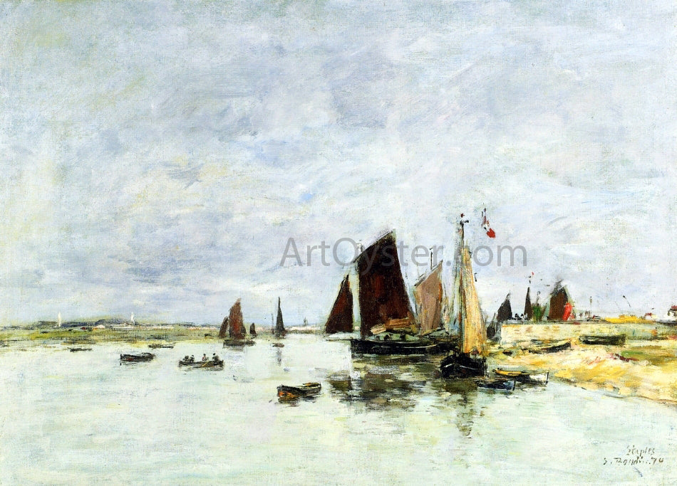 Eugene-Louis Boudin Etaples, Boats in Port - Canvas Print