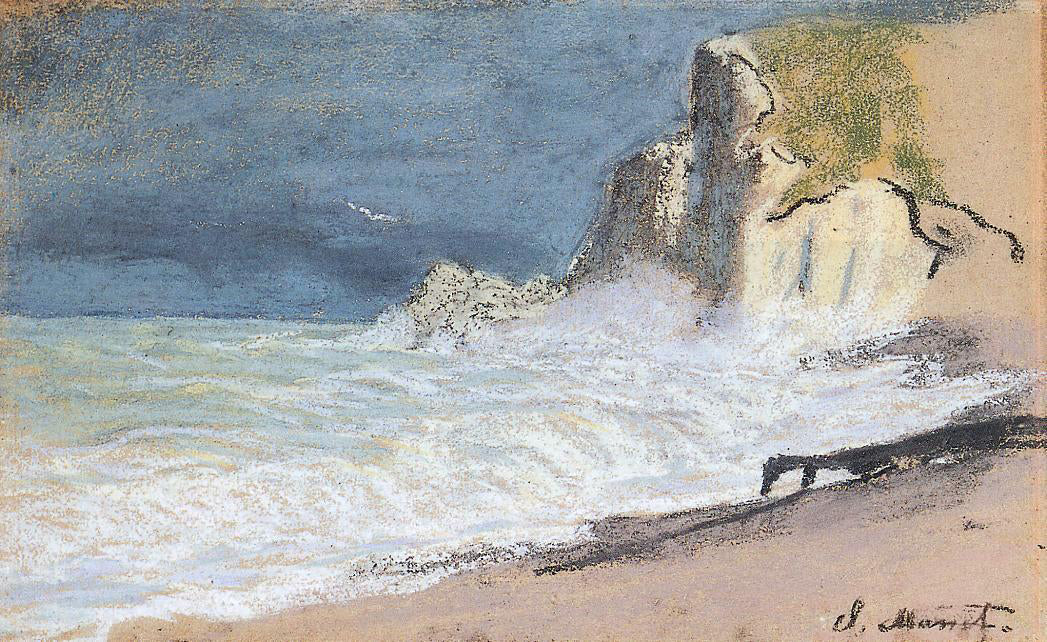Claude Oscar Monet Etretat - Amont Cliff, Rough Weather - Canvas Print