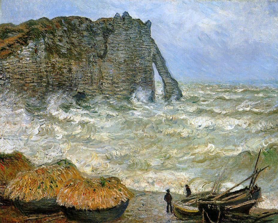 Claude Oscar Monet Etretat, Rough Sea - Canvas Print