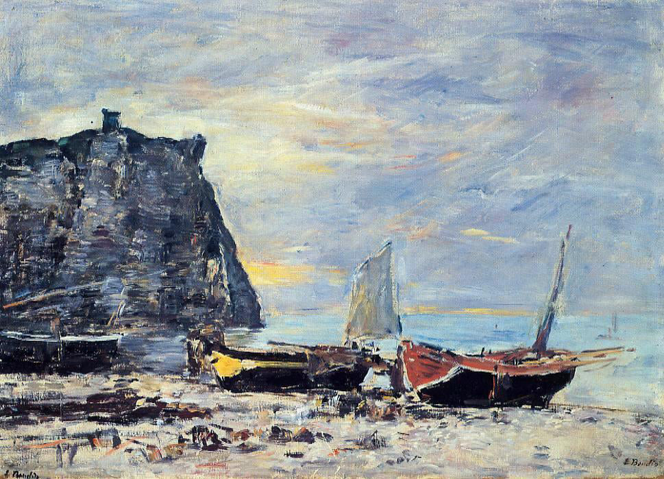 Eugene-Louis Boudin Etretat, the Cliff of Aval - Canvas Print